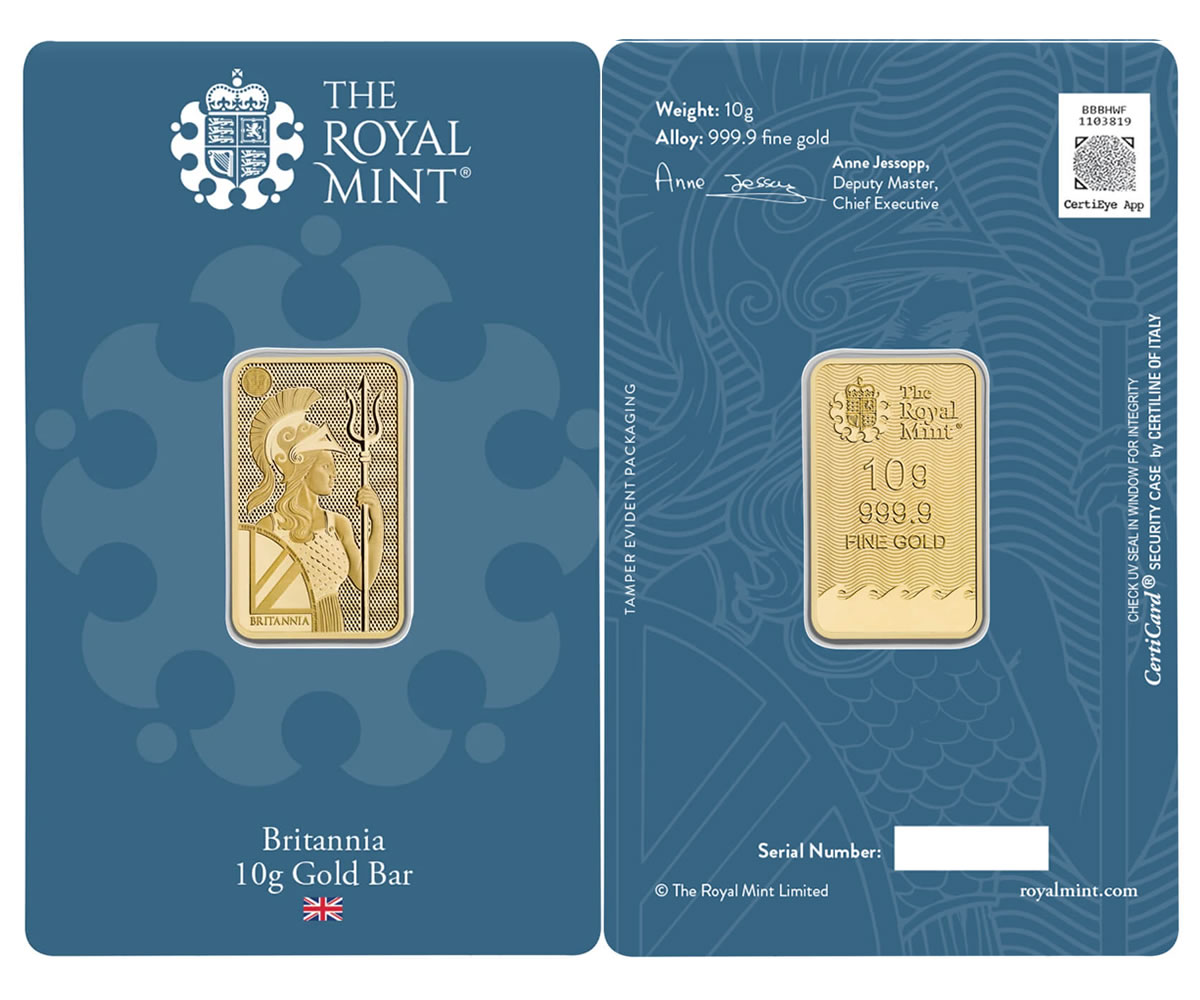 britannia gold minted bar 10g